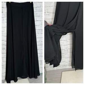 NWT ONYX NITE Black Triple Lay Maxi Skirt Size Small Flowy High Slit Party